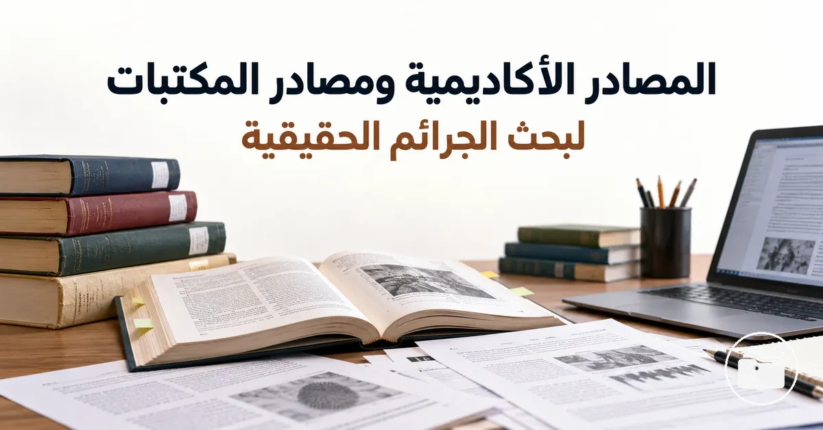 أبحاث أكاديمية ومصادر من المكتبات مستخدمة في بحث الجرائم الحقيقية