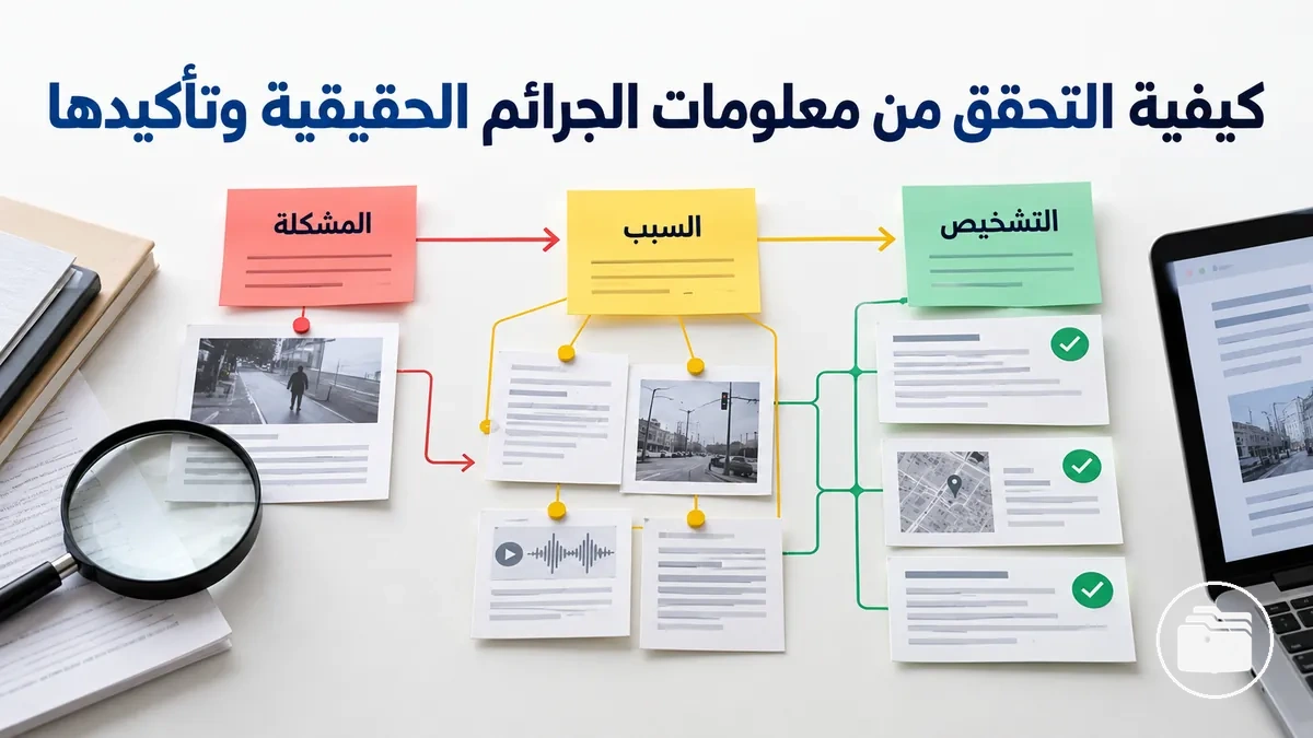 ملاحظات بحث توضح التحقق من المصادر وتأكيد الادعاءات