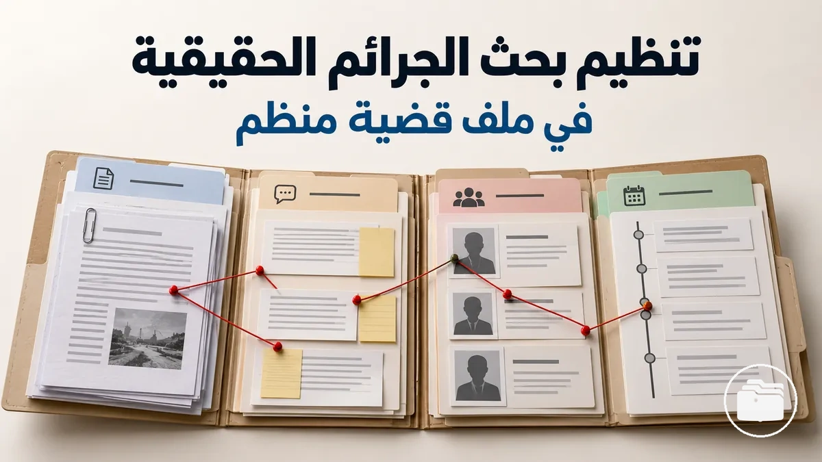 ملف منظم لقضية جريمة حقيقية يربط المصادر والادعاءات والأشخاص والأحداث