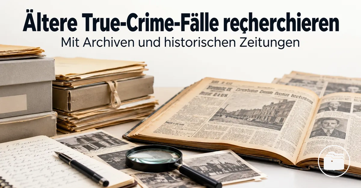 Archivunterlagen und historische Zeitungen zur Recherche eines älteren Falls
