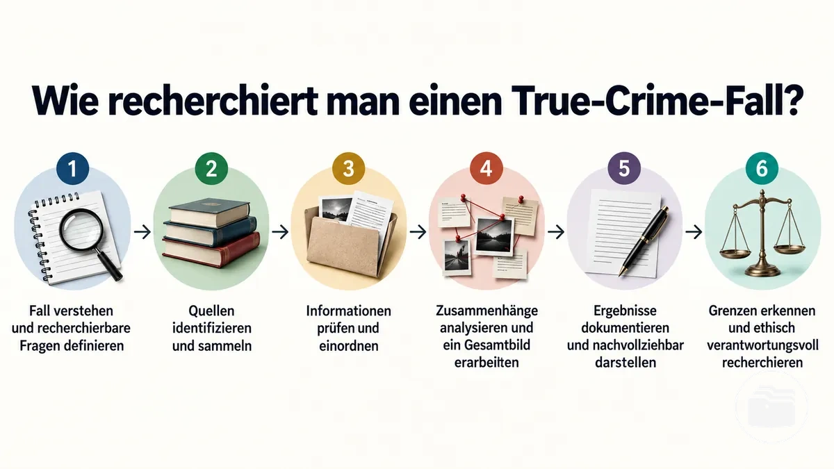 Schrittweiser Ablauf zur Recherche eines True-Crime-Falls