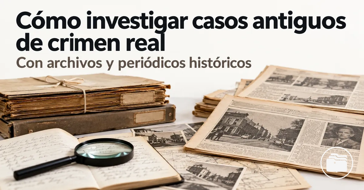 Registros de archivo y periódicos históricos empleados para investigar un caso antiguo