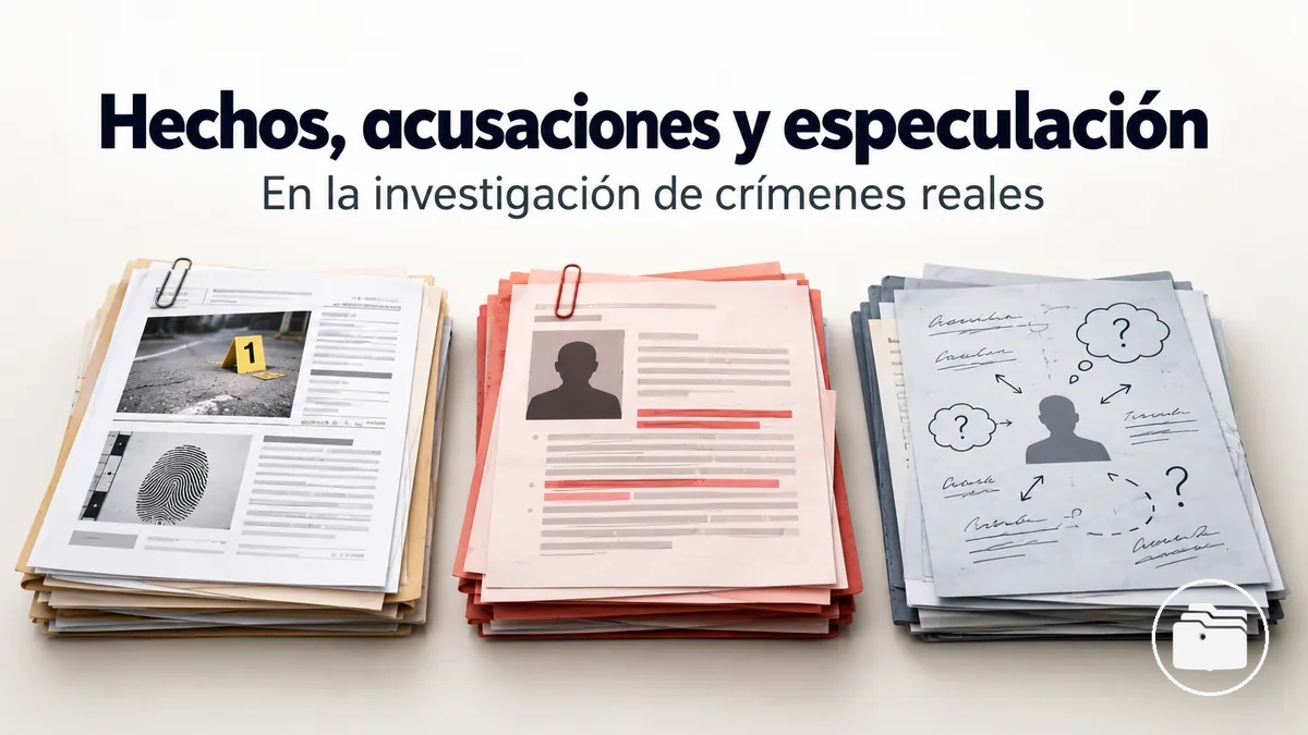Notas de un caso que separan hechos documentados, alegaciones y especulación