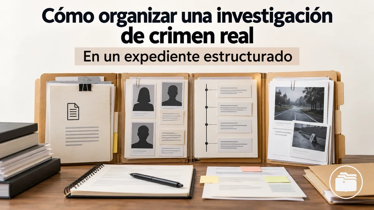 Expediente estructurado de un caso de crimen real que relaciona fuentes, afirmaciones, personas y acontecimientos