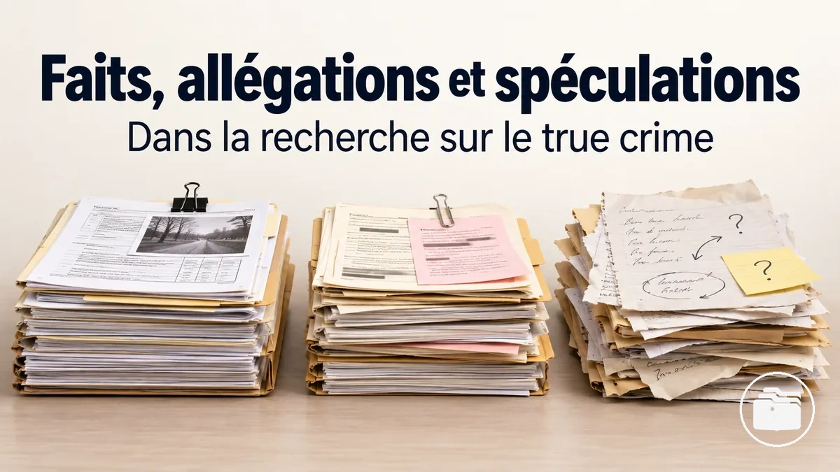 Notes d’affaire séparant les faits documentés, les allégations et les spéculations