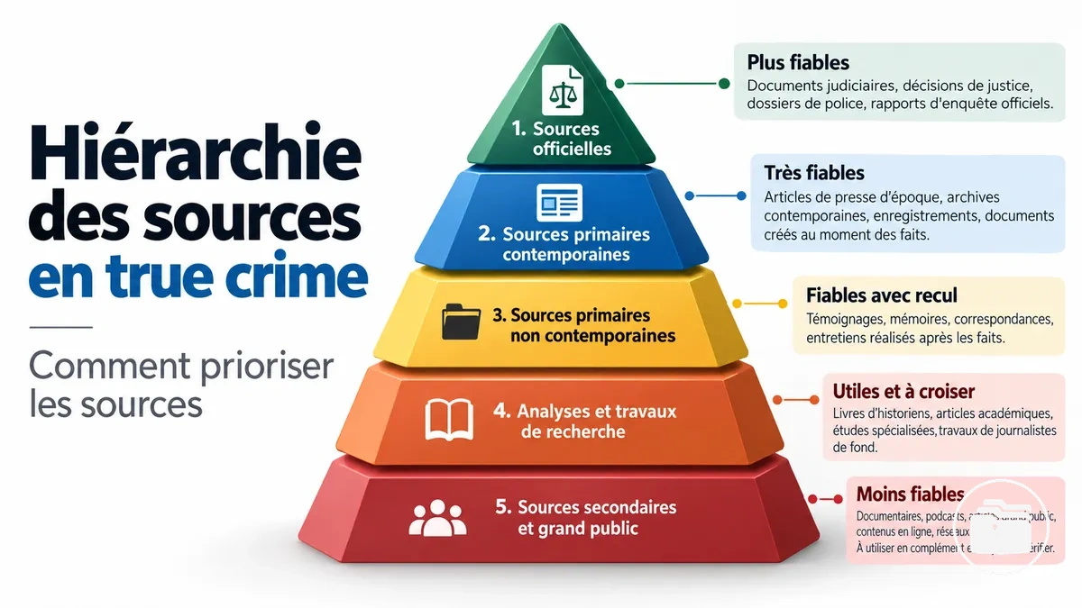 Sources de recherche sur le true crime classées par priorité et fiabilité