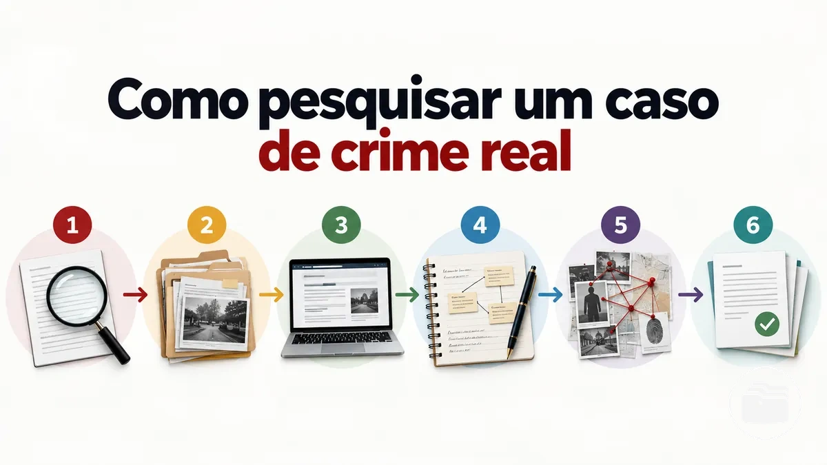 Fluxo de trabalho passo a passo para pesquisar um caso de crime real