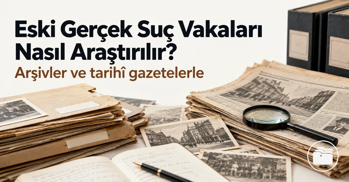Eski bir vakayı araştırmak için kullanılan arşiv kayıtları ve tarihî gazeteler