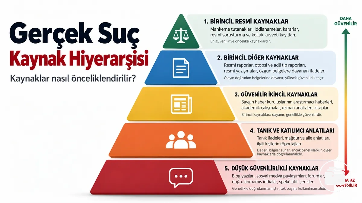 Öncelik ve güvenilirliğe göre sıralanmış gerçek suç araştırma kaynakları