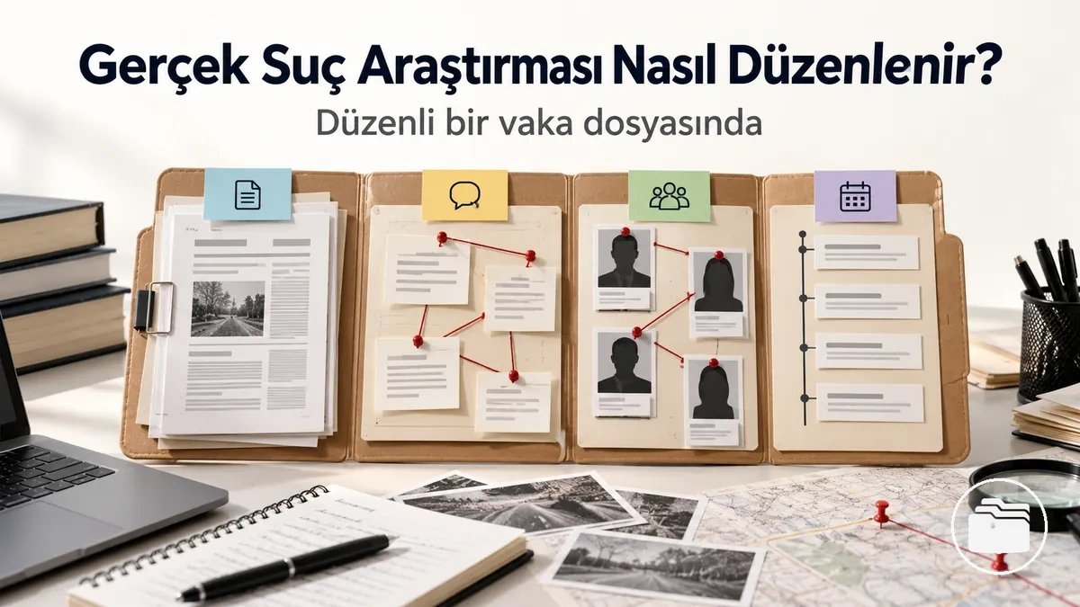 Kaynakları, iddiaları, kişileri ve olayları ilişkilendiren düzenli bir gerçek suç vakası dosyası